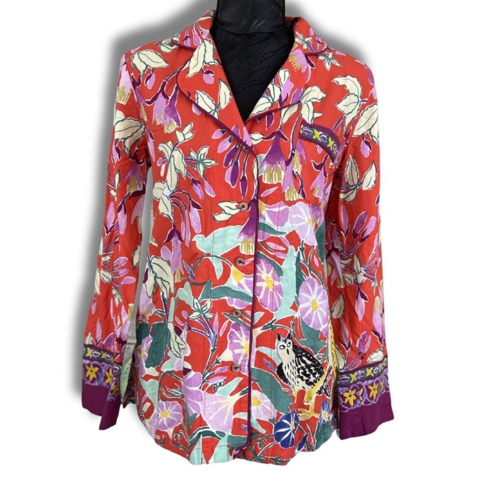 Anthropologie Lil Sire Cheetah Dreams Flannel Sleep Top – Whimsical Print – XS
